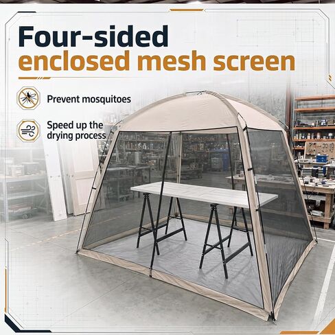 Portable Paint Booth Tent with 2 Saw Horses 10.8 x 10.8 x 7.9 ft in Kuwait