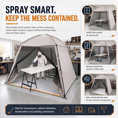 Portable Paint Booth Tent with 2 Saw Horses 10.8 x 10.8 x 7.9 ft in Kuwait