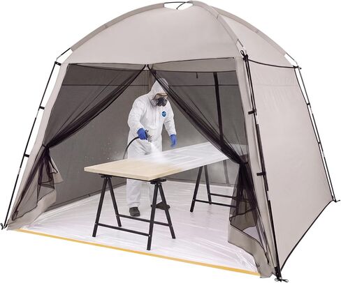 Portable Paint Booth Tent with 2 Saw Horses 10.8 x 10.8 x 7.9 ft in Kuwait
