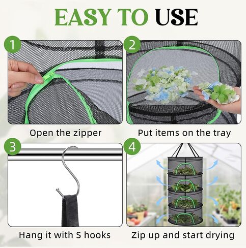 4 Pack Herb Drying Rack, 4 Layer Mesh Hanging Dryer with Zipper in Kuwait