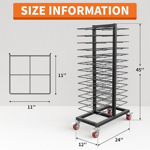 26-Tier Cabinet Door Drying Rack, Heavy Duty Paint Drying Rack with 4 Locking Casters, 25 lbs Capacity Per Tier, Vertical Storage Rack for Paint Shops, Woodworking and Art Studio, Black in Kuwait