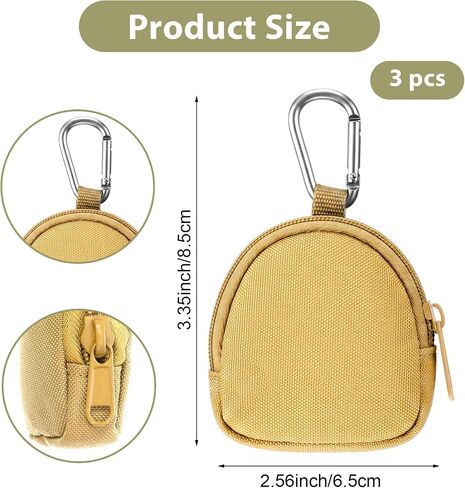 3 Pcs Dog Treat Pouch for Leash, Small Dog Treat Pouch Waterproof Nylon Training Bag with Carabiner, Portable Treats Container for Puppy Training Walks, Black/Khaki/Army Green in Kuwait