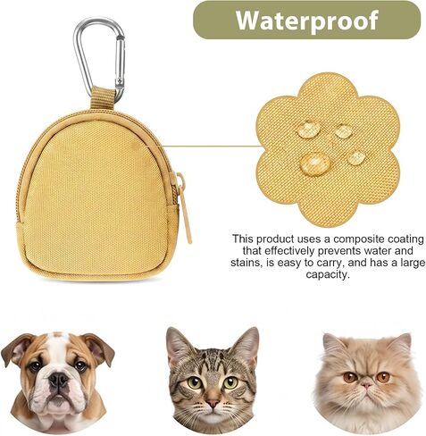 3 Pcs Dog Treat Pouch for Leash, Small Dog Treat Pouch Waterproof Nylon Training Bag with Carabiner, Portable Treats Container for Puppy Training Walks, Black/Khaki/Army Green in Kuwait
