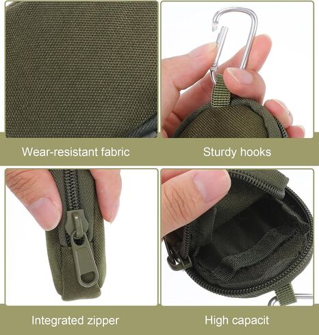 3 Pcs Dog Treat Pouch for Leash, Small Dog Treat Pouch Waterproof Nylon Training Bag with Carabiner, Portable Treats Container for Puppy Training Walks, Black/Khaki/Army Green in Kuwait