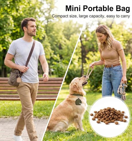 3 Pcs Dog Treat Pouch for Leash, Small Dog Treat Pouch Waterproof Nylon Training Bag with Carabiner, Portable Treats Container for Puppy Training Walks, Black/Khaki/Army Green in Kuwait