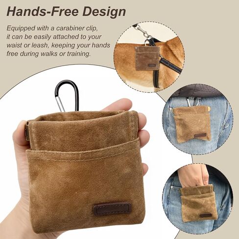 Portable Dog Treat Pouch for Training, Hands-Free Puppy Snack Bag with Auto-Closing Opening, Pet Treat Dispenser for Walking, Travel & Outdoor Use(Brown) in Kuwait
