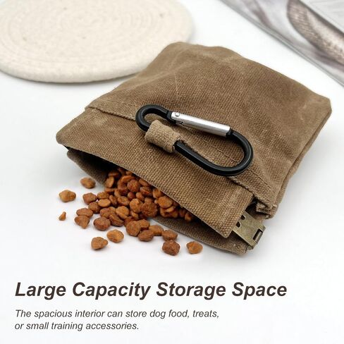 Portable Dog Treat Pouch for Training, Hands-Free Puppy Snack Bag with Auto-Closing Opening, Pet Treat Dispenser for Walking, Travel & Outdoor Use(Brown) in Kuwait