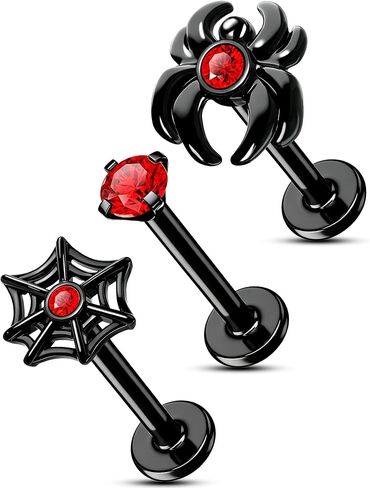 OUFER 16G Lip Rings, 316L Stainless Steel Lip Piercing Jewelry, Internally Threaded Spider Labret Lip Jewelry, Helix Piercing Jewelry, Lip Rings For Women Men in Kuwait