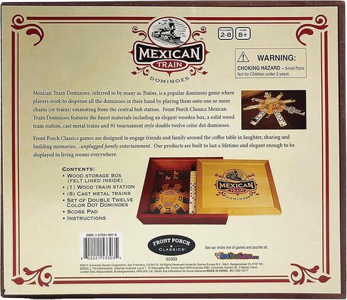Front Porch Classics | Mexican Train Domino Set in Wooden Collector Box from Front Porch Classics for 2 to 8 Players Ages 8 and Up in Kuwait