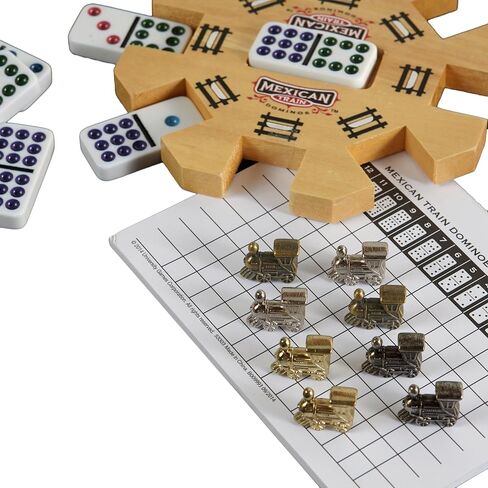 Front Porch Classics | Mexican Train Domino Set in Wooden Collector Box from Front Porch Classics for 2 to 8 Players Ages 8 and Up in Kuwait