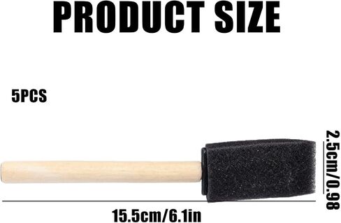 5 Pcs 1 Inch Foam Paint Brushes, Wood Handle Sponge Brushes for Crafts in Kuwait