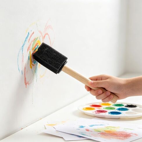 5 Pcs 1 Inch Foam Paint Brushes, Wood Handle Sponge Brushes for Crafts in Kuwait