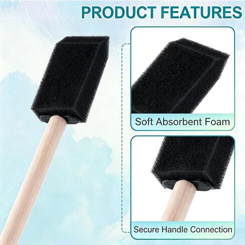 5 Pcs 1 Inch Foam Paint Brushes, Wood Handle Sponge Brushes for Crafts in Kuwait