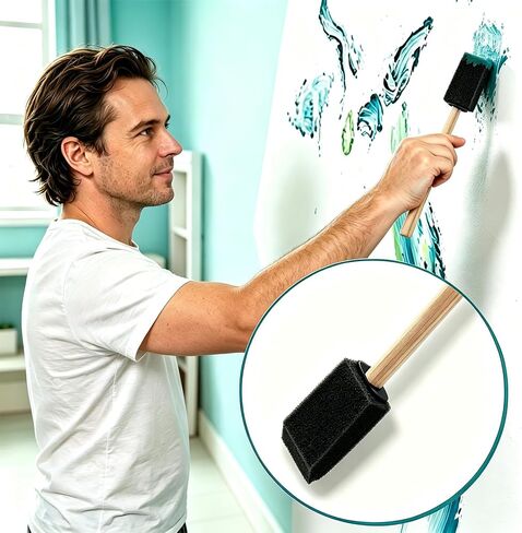 5 Pcs 1 Inch Foam Paint Brushes, Wood Handle Sponge Brushes for Crafts in Kuwait