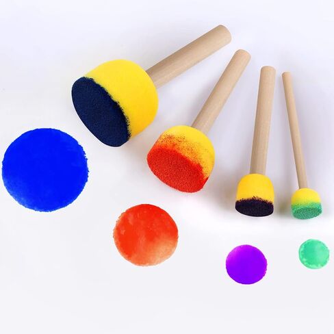 4 Pcs Round Sponges Brush Set, Round Sponge Brushes for Painting, Paint Sponges for Acrylic, Painting Tools for Kids Arts and Crafts in Kuwait