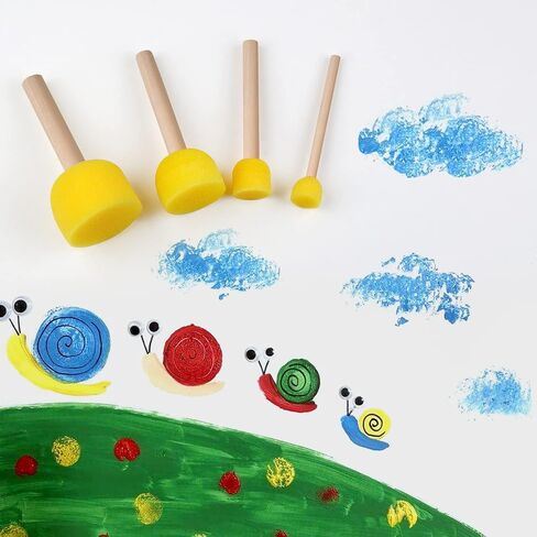 4 Pcs Round Sponges Brush Set, Round Sponge Brushes for Painting, Paint Sponges for Acrylic, Painting Tools for Kids Arts and Crafts in Kuwait
