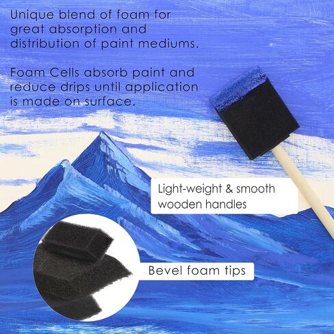 U.S. Art Supply Multi-Size Foam Sponge Wood Handle Paint Brush Set, 40-Pack in Kuwait