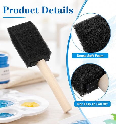 5 Pcs 1 inch Foam Brush, Foam Paint Brushes for DIY Crafts with Wood Hand in Kuwait