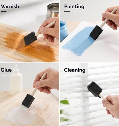 5 Pcs 1 inch Foam Brush, Foam Paint Brushes for DIY Crafts with Wood Hand in Kuwait