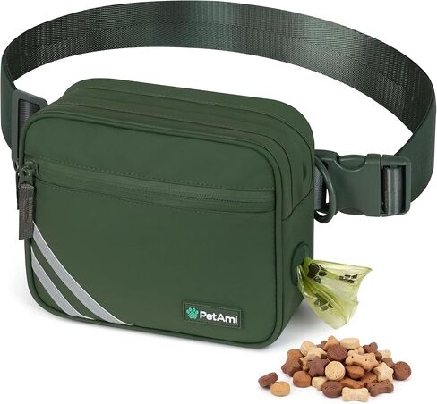 PetAmi Dog Walking Bag, 3-in-1 Crossbody Fanny Pack Treat Pouch, Black in Kuwait