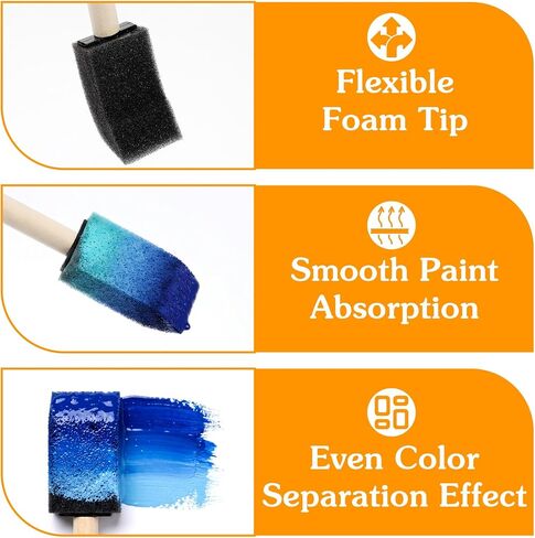 160Pcs 1" Foam Paint Brushes, Disposable Sponge for Stain, Varnish & DIY in Kuwait