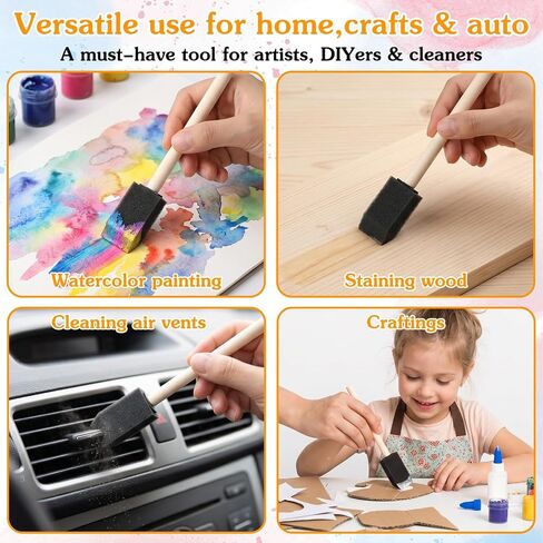 160Pcs 1" Foam Paint Brushes, Disposable Sponge for Stain, Varnish & DIY in Kuwait
