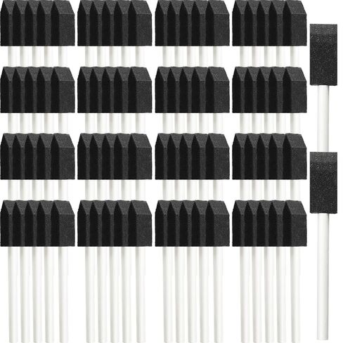 Leinuosen 200 Pcs 1" Black Foam Brush Bulk Sponge Paint Brush with Handle in Kuwait