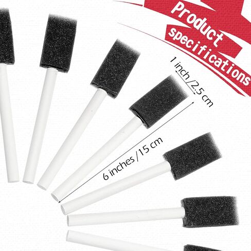 Leinuosen 200 Pcs 1" Black Foam Brush Bulk Sponge Paint Brush with Handle in Kuwait