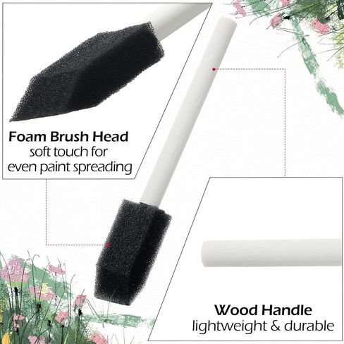 Leinuosen 200 Pcs 1" Black Foam Brush Bulk Sponge Paint Brush with Handle in Kuwait