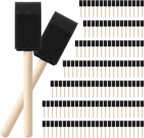 100 Pcs Foam Paint Brushes, Wooden Handle Sponge Brushes, 1 Inch in Kuwait