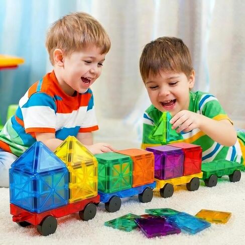 Feoxialy Magnetic Tiles Cars 4 PCS Magnetic Cars Set Construction Kids Toys in Saudi Arabia