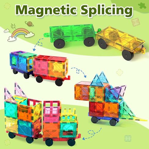 Feoxialy Magnetic Tiles Cars 4 PCS Magnetic Cars Set Construction Kids Toys in Saudi Arabia
