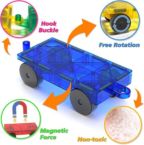Feoxialy Magnetic Tiles Cars 4 PCS Magnetic Cars Set Construction Kids Toys in Saudi Arabia