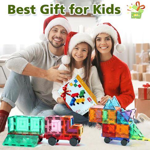 Feoxialy Magnetic Tiles Cars 4 PCS Magnetic Cars Set Construction Kids Toys in Saudi Arabia