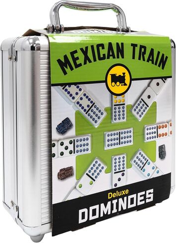 Front Porch Classics | Mexican Train Domino Set in Wooden Collector Box from Front Porch Classics for 2 to 8 Players Ages 8 and Up in Kuwait