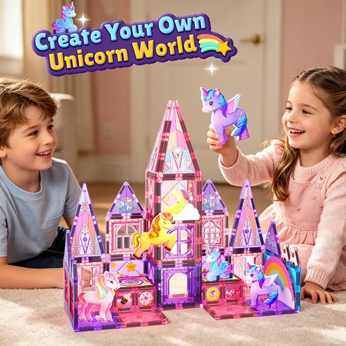 Magnetic Tiles Unicorn Toys for Girls Kids, Princess Magnetic Blocks Castle in Kuwait