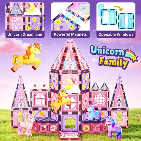 Magnetic Tiles Unicorn Toys for Girls Kids, Princess Magnetic Blocks Castle in Kuwait