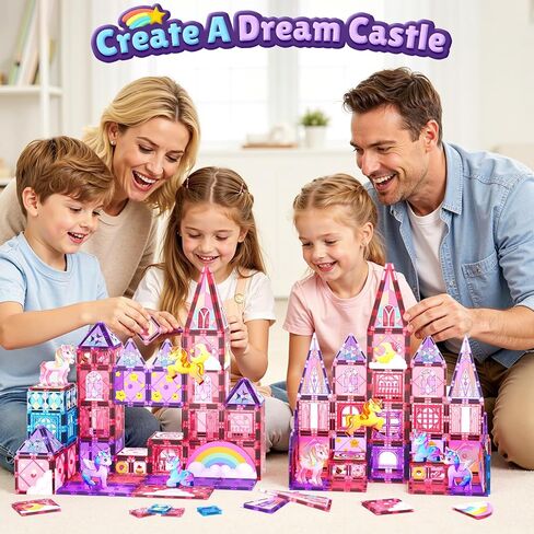 Magnetic Tiles Unicorn Toys for Girls Kids, Princess Magnetic Blocks Castle in Kuwait
