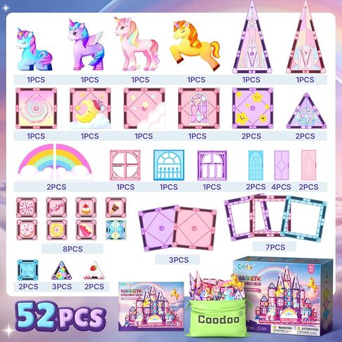 Magnetic Tiles Unicorn Toys for Girls Kids, Princess Magnetic Blocks Castle in Kuwait