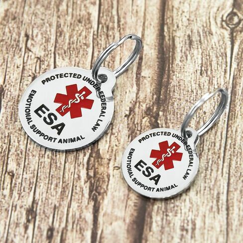Engraved Emotional Support Animal (ESA) Personalized with 4 Lines of Custom Engraved ID Stainless Steel Enameled Regular in Saudi Arabia