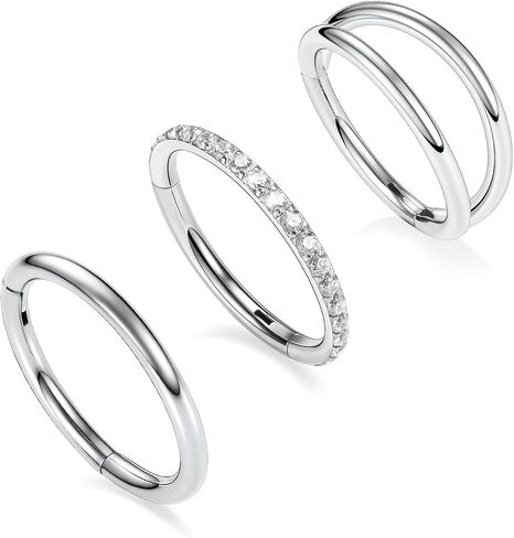 GAGABODY 2 Pcs Nose Rings 20G 18G 16G 14G 12G 10G 8G Surgical Steel Piercing Rings for Nose Septum Cartilage Helix Tragus Conch Rook Daith Lobe from 5mm to 16mm Seamless Hoop Unisex Hinged Earrings in Kuwait