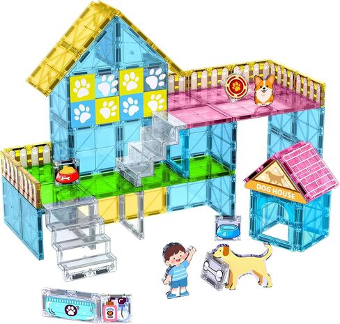 Road Magnetic Tiles with Traffic Light & Cars for Kids Ages 4-8, Boy Toys in Saudi Arabia