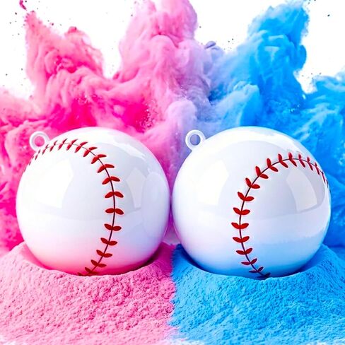 Disfore Gender Reveal Baseball with Pink and Blue Powder, 2 Pack, Filled Baseballs for Boy or Girl Baby Reveal Party in Kuwait