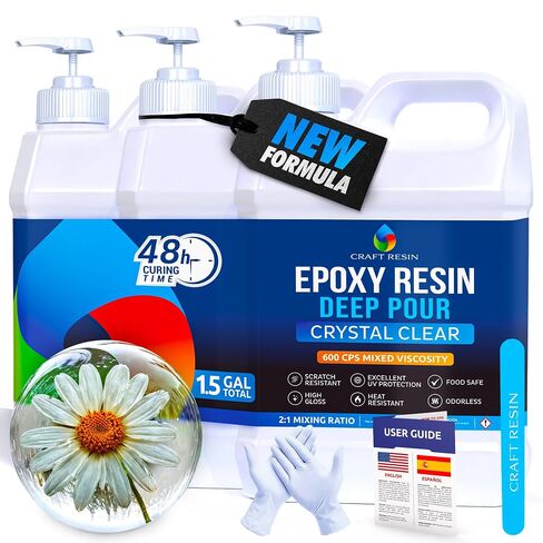 Craft Resin Deep Pour Epoxy Resin Kit. 2" Pours, Crystal Clear - 1.5 Gallon in Kuwait