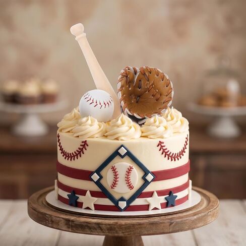 Toyvian Miniature Baseball Bat: Baseball Cake Topper, Light Brown Mini Dollhouse Glove and Ball Set Decorations - Wooden & Leather Cake Topper for Kids Mini House Party Favors(2.95X0.39X0.39in) in Saudi Arabia