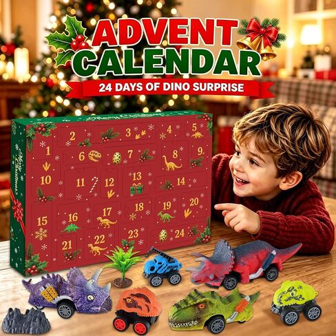 Dinosaur Kids Advent Calendar 2026, 24 Day Pull Back Cars with Big Play Mat in Kuwait