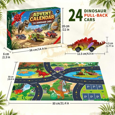 Dinosaur Kids Advent Calendar 2026, 24 Day Pull Back Cars with Big Play Mat in Kuwait