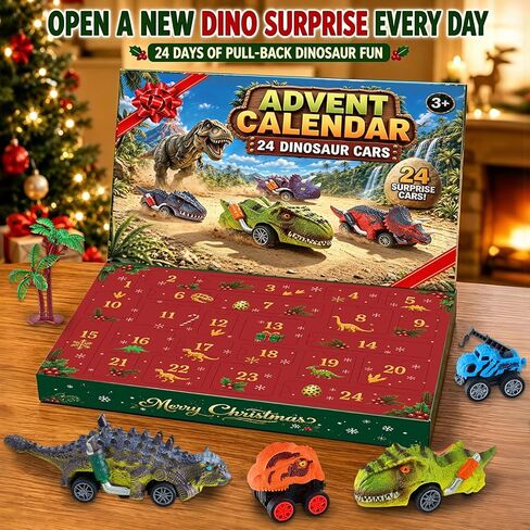 Dinosaur Kids Advent Calendar 2026, 24 Day Pull Back Cars with Big Play Mat in Kuwait