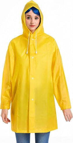 LANSHULAN Women Yellow Raincoat Jacket,Unisex Kids Clear EVA Rain Coat Costume in Saudi Arabia