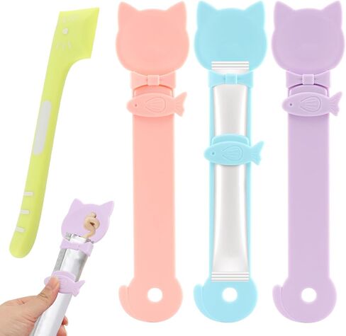 4Pcs Cat Treat Spoon Set with Canning Spatula, Cat Strip Feeder Squeeze in Kuwait